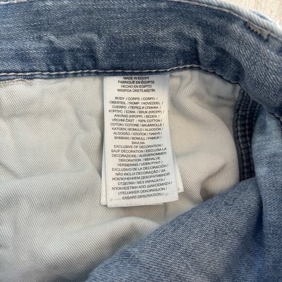 VTG Polo Ralph Lauren Carpenter Jean Shorts‎ Y2K Mens 36 Ripped Jorts Blue 90s - Picture 9 of 13